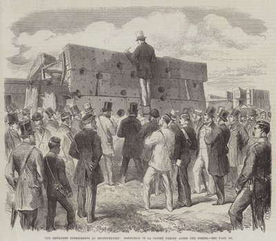 The Artillery Experiments at Shoeburyness, Inspection of La Gloire Target (detail) by English School