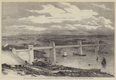 The Britannia Tubular Bridge Across the Menai Straits by English School