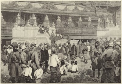 The Buddhist Archbishop of Burma Receiving Sir Frederick Roberts in the Monastery at Mandalay by English School