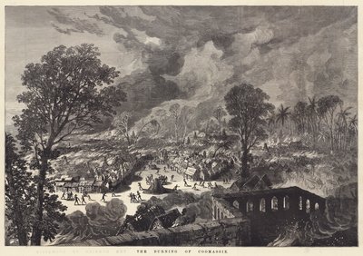 The Burning of Coomassie by English School