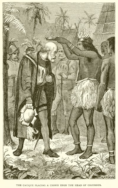 The Cacique placing a Crown upon the Head of Columbus by English School