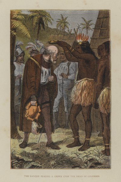 The Cacique Placing a Crown on the Head of Columbus by English School