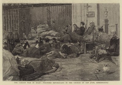 The Carlist War in Spain, Wounded Republicans in the Church of San Juan, Somorrostro by English School