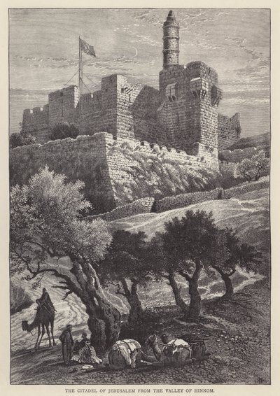 The Citadel of Jerusalem from the Valley of Hinnom by English School