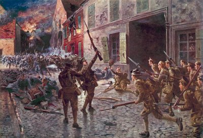 The Coldstream Guards at Landrecies, August 1914 by English School