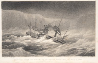 The Collision, from Voyage of Discovery and Research in the Southern and Antarctic Regions by English School