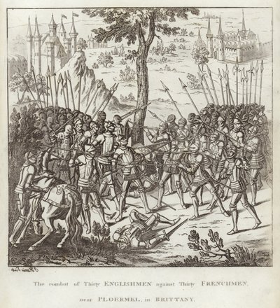 The Combat of Thirty Englishmen Against Thirty Frenchmen, Near Ploermel, in Brittany by English School