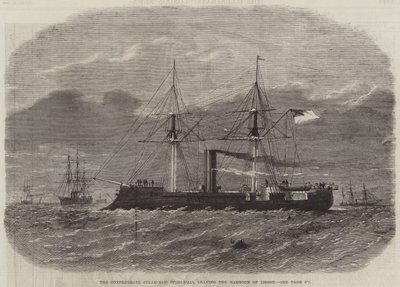 The Confederate Steam-Ram Stonewall leaving the Harbour of Lisbon by English School
