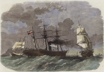 The Confederate Sloop-of-War Sumter Capturing Two Federal Merchantmen off Gibraltar by English School