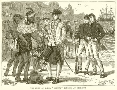 The Crew of H.M.S. Bounty Landing at Otaheite by English School
