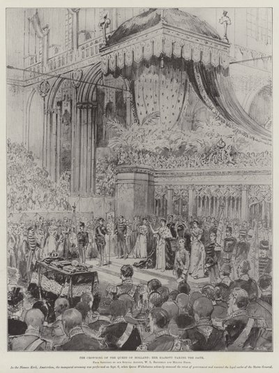 The Crowning of the Queen of Holland, Her Majesty taking the Oath by English School