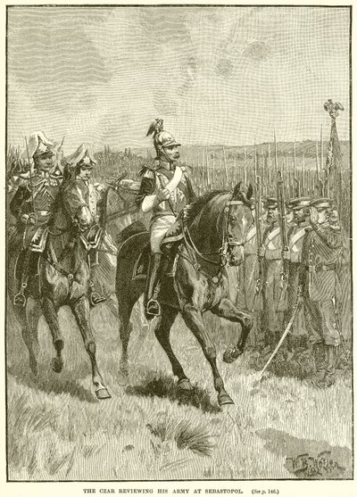 The Czar Reviewing His Army at Sebastopol by English School