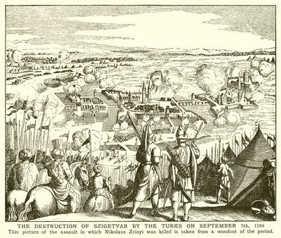 The Destruction of Szigetvar by the Turks on September 7th, 1566 by English School