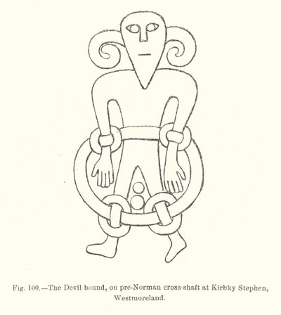 The Devil bound, on pre-Norman cross-shaft at Kirbky Stephen, Westmoreland by English School