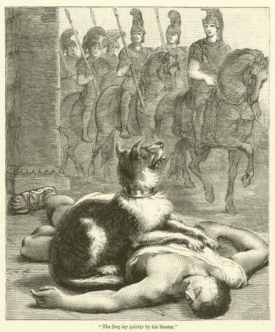 The Dog lay quietly by his Master by English School