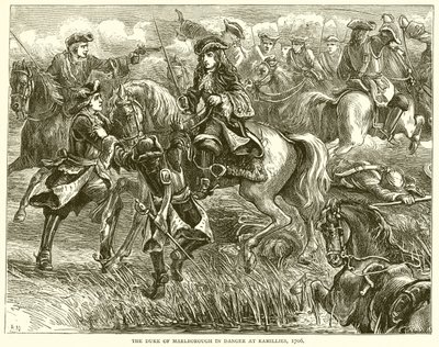 The Duke of Marlborough in Danger at Ramillies, 1706 by English School