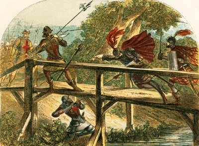 The Earl of Hereford speared by a soldier by English School