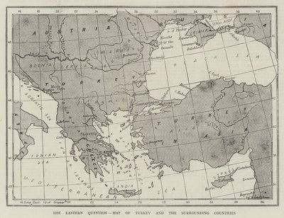 The Eastern Question, Map of Turkey and the Surrounding Countries (engraving) by English School