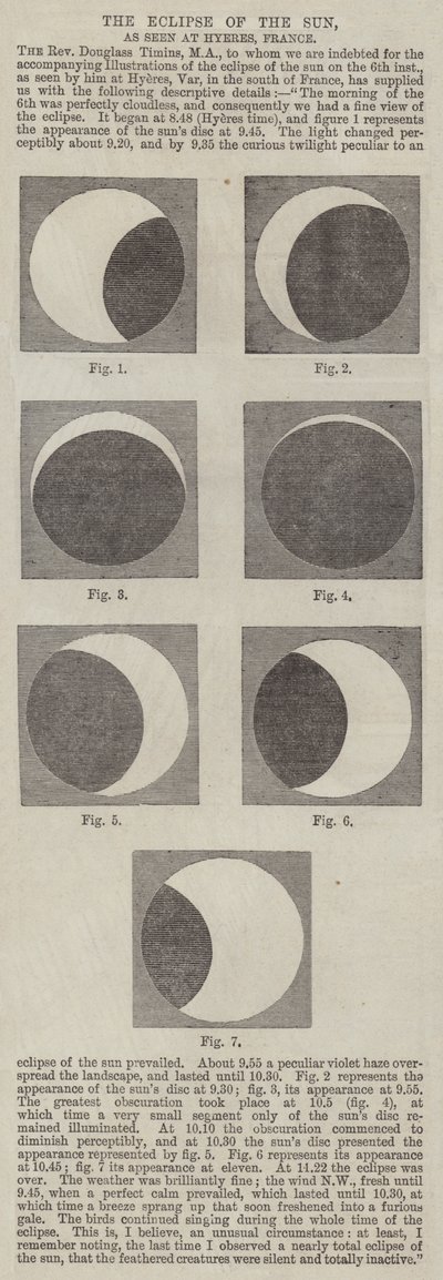 The Eclipse of the Sun, as seen at Hyeres, France by English School