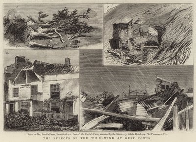 The Effects of the Whirlwind at West Cowes (engraving) by English School
