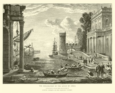 The Embarkation of the Queen of Sheba by English School