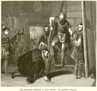 The Emperor Charles V and Titian by English School
