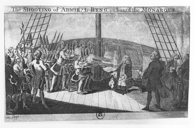 The Execution of John Byng on Board the Monarque by English School