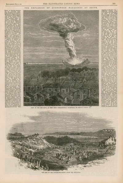 The Explosion of Gunpowder Magazines at Erith by English School