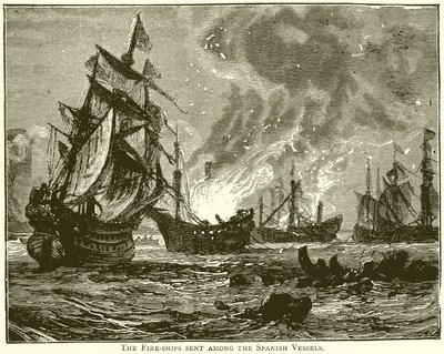 The Fire-Ship Sent Among the Spanish Vessels by English School