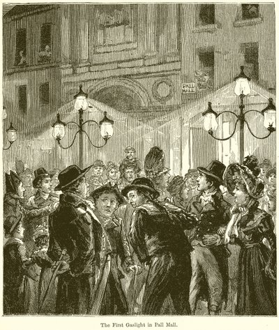 The First Gaslight in Pall Mall by English School