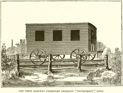 The First Railway Passenger Carriage Experiment (1825) by English School