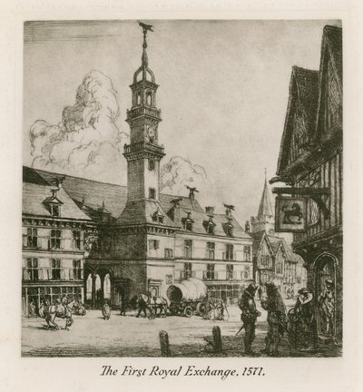The First Royal Exchange, London, 1571 by English School
