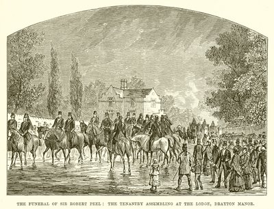 The Funeral of Sir Robert Peel: The Tenantry Assembling at the Lodge, Drayton Manor by English School