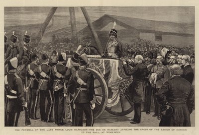 The Funeral of the Late Prince Louis Napoleon, the Duc de Bassano, affixing the Cross of the Legion of Honour to the Pall, at Woolwich by English School