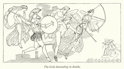 The Gods descending to Battle by English School