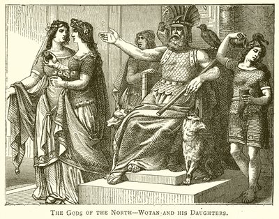 The Gods of the North--Wotan and His Daughters by English School
