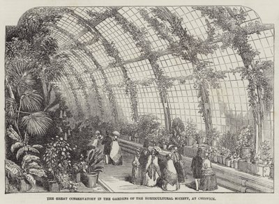 The Great Conservatory in the Gardens of the Horticultural Society, at Chiswick by English School