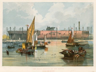 The Great Eastern on the stocks, as seen from the River Thames by English School