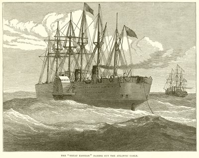 The Great Eastern paying out the Atlantic Cable by English School