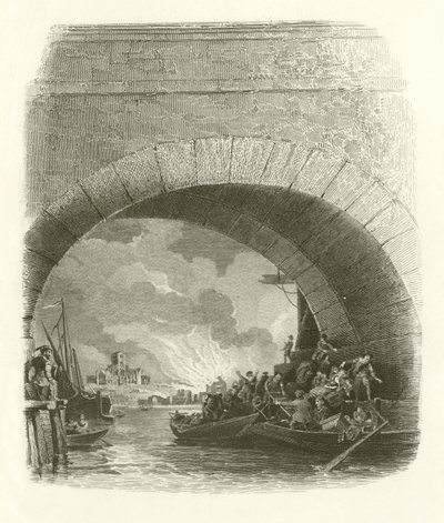 The Great Fire of London by English School