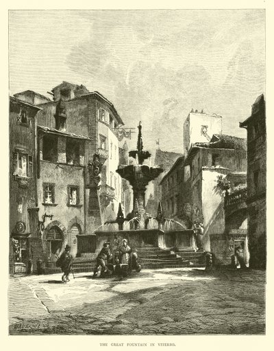 The Great Fountain in Viterbo by English School