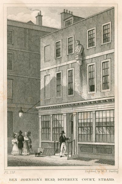 The Grecian Coffee House, Devereux Court, Strand, Featuring a Bust of Ben Johnson by English School