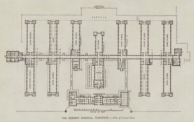 The Herbert Hospital, Woolwich, Plan of Ground Floor by English School