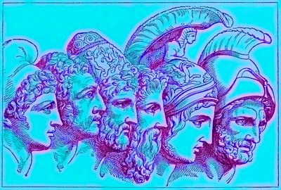 The Heroes of the Trojan War: Paris, Diomedes, Odysseus, Nestor, Achilles, Agamemnon by English School