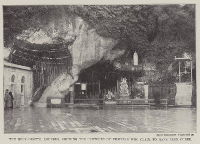 The Holy Grotto, Lourdes, showing the Crutches of Pilgrims who Claim to have been cured by English School