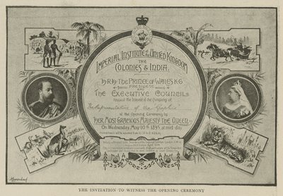 The Imperial Institute: The Invitation to Witness the Opening Ceremony by English School