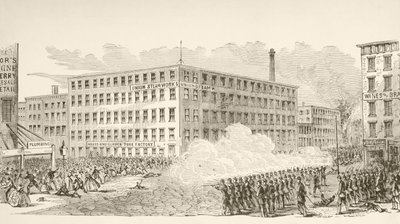 The Incident in Second Avenue during the New York Draft Riots in July 1863 by English School