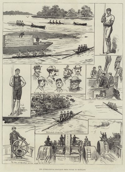 The International Boat-Race from Putney to Mortlake by English School