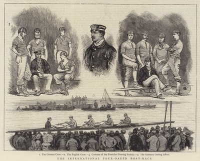 The International Four-oared Boat-Race (engraving) by English School