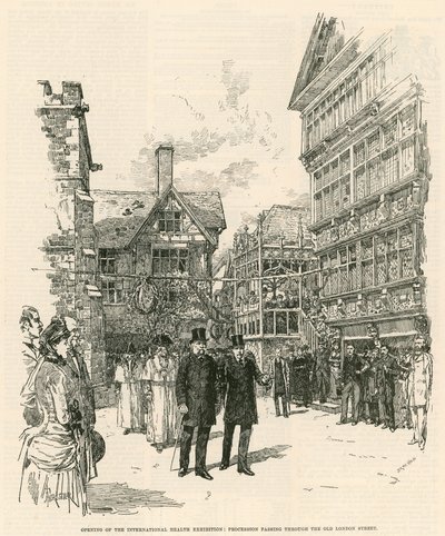The International Health Exhibition at South Kensington: Procession Passing Through the Old London Street by English School